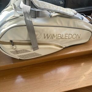 Wimbledon Cream Tennis Bag with Gold Logo